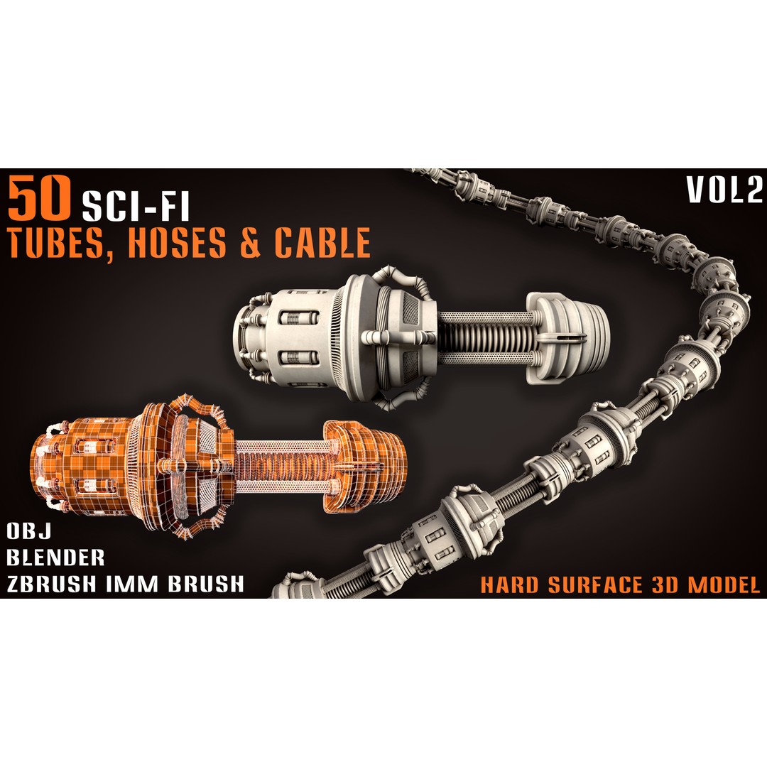 Sci-Fi Tubes 3D Model – Hoses & Cables Collection, Blender & OBJ - View 13