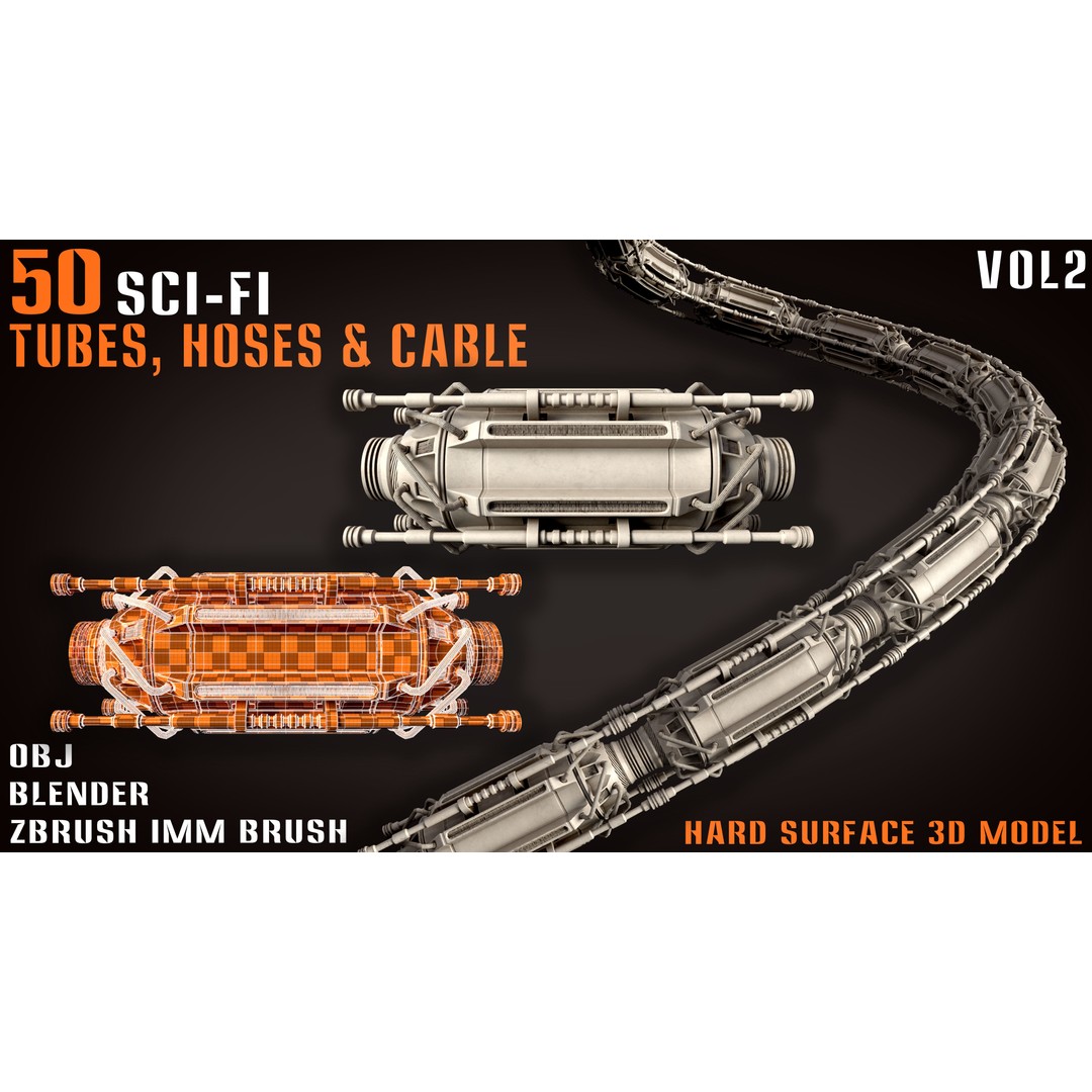 Sci-Fi Tubes 3D Model – Hoses & Cables Collection, Blender & OBJ - View 14