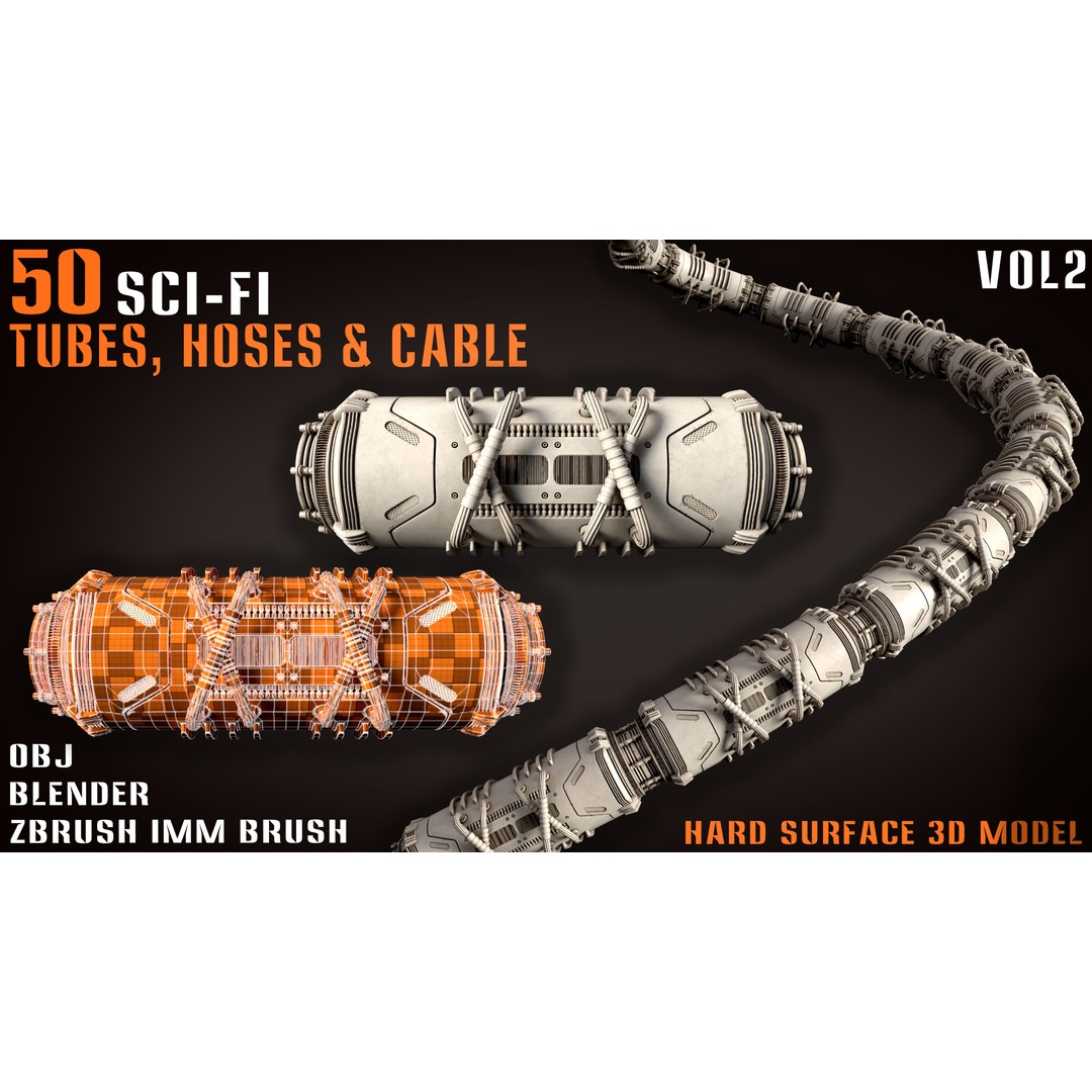 Sci-Fi Tubes 3D Model – Hoses & Cables Collection, Blender & OBJ - View 5