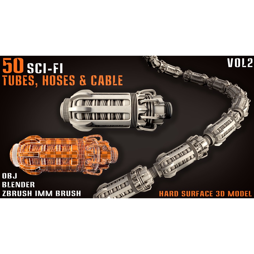 Sci-Fi Tubes 3D Model – Hoses & Cables Collection, Blender & OBJ - View 6