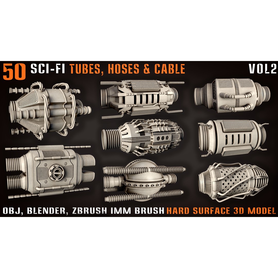Sci-Fi Tubes 3D Model – Hoses & Cables Collection, Blender & OBJ - View 7
