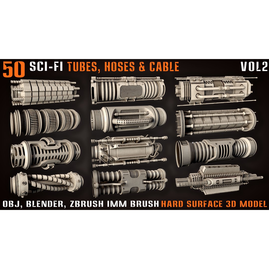 Sci-Fi Tubes 3D Model – Hoses & Cables Collection, Blender & OBJ - View 8