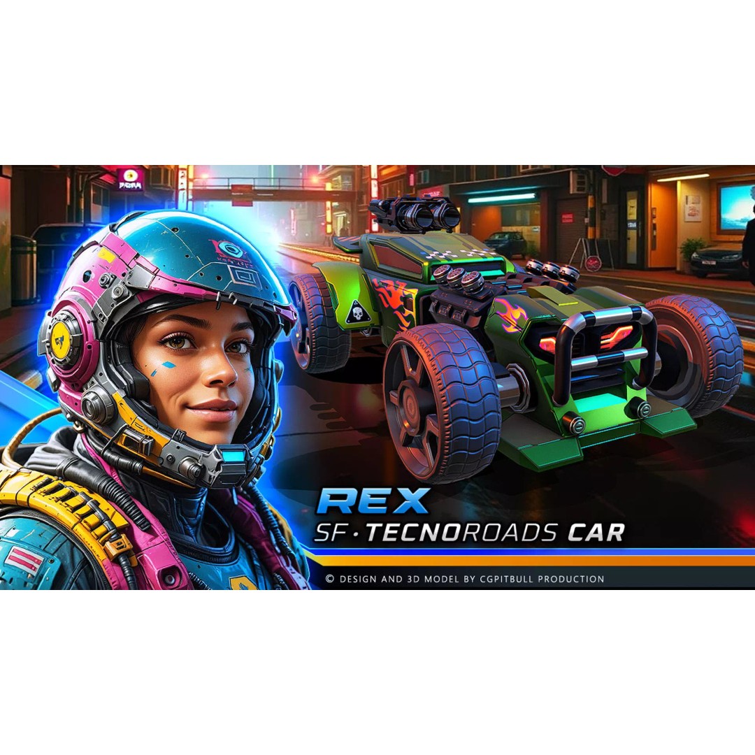TECNO ROADS - REX 3D Model – Low Poly Sci-Fi Vehicle, FBX & OBJ