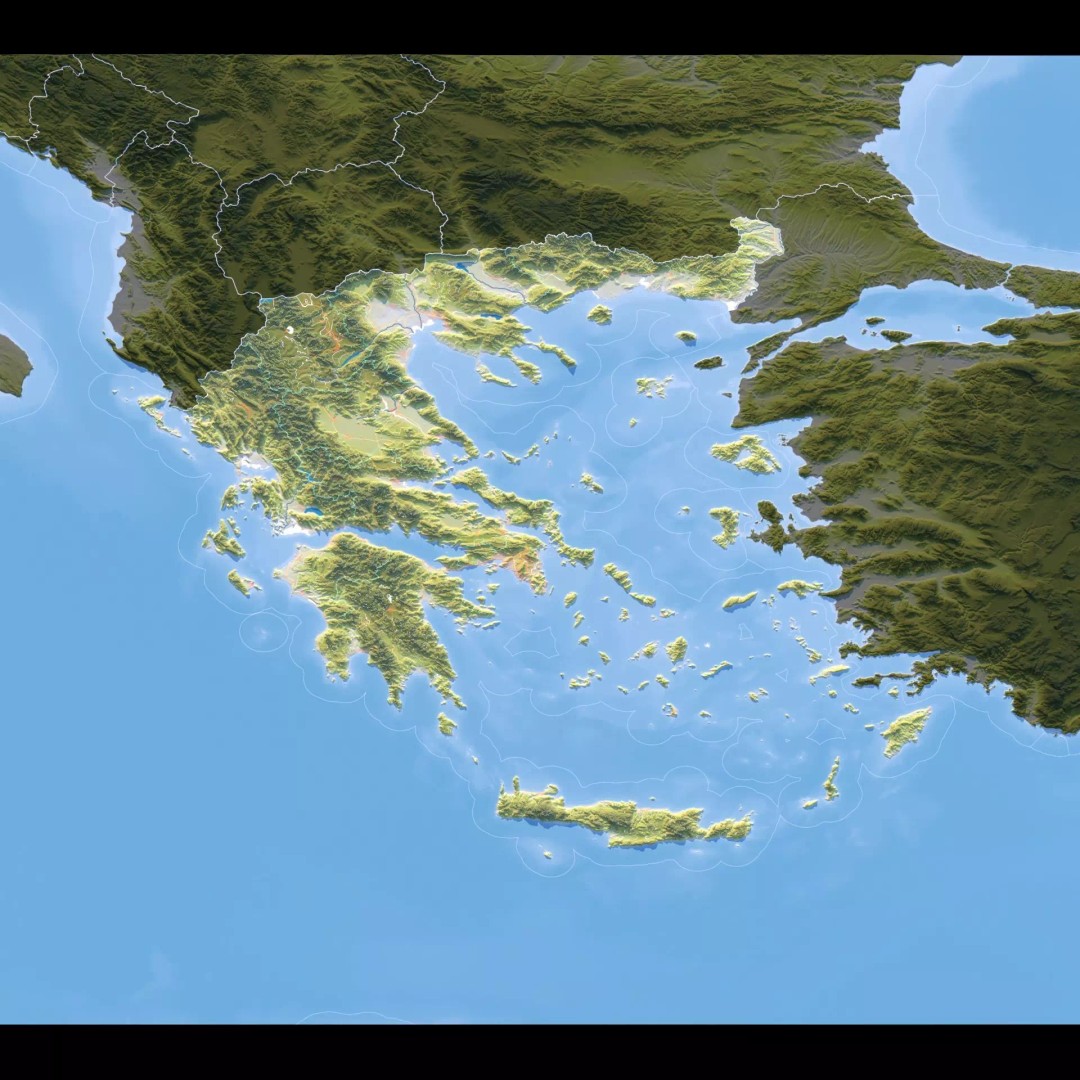 Greece Map 3D Model – Realistic Satellite Terrain with Textures, FBX, OBJ - View 12