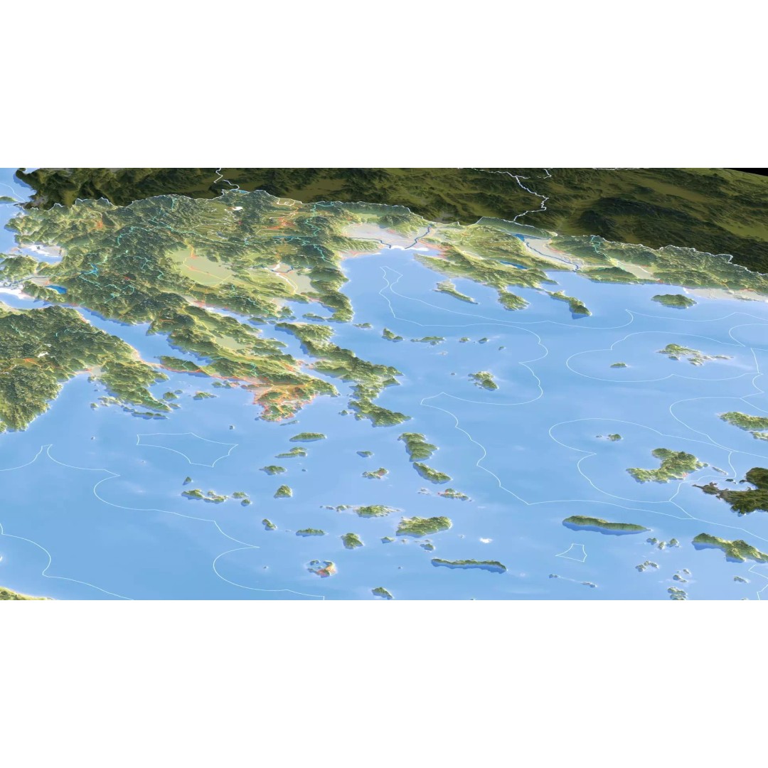 Greece Map 3D Model – Realistic Satellite Terrain with Textures, FBX, OBJ - View 15