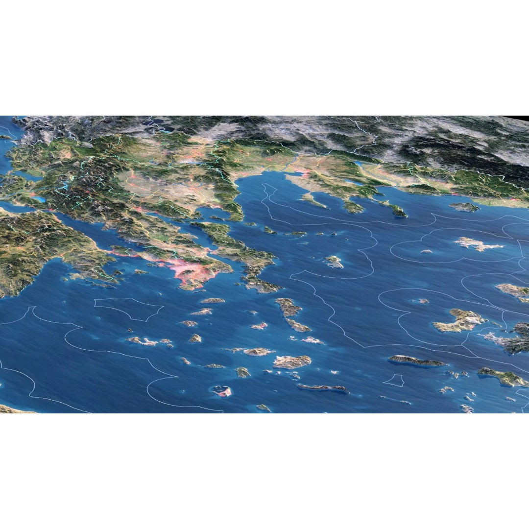 Greece Map 3D Model – Realistic Satellite Terrain with Textures, FBX, OBJ - View 6