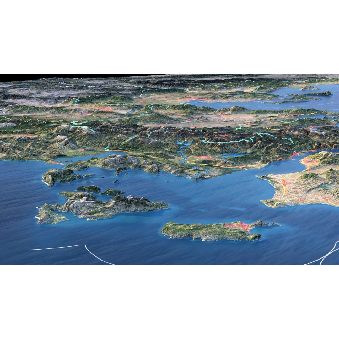 Greece Map 3D Model – Realistic Satellite Terrain with Textures, FBX, OBJ - View 9