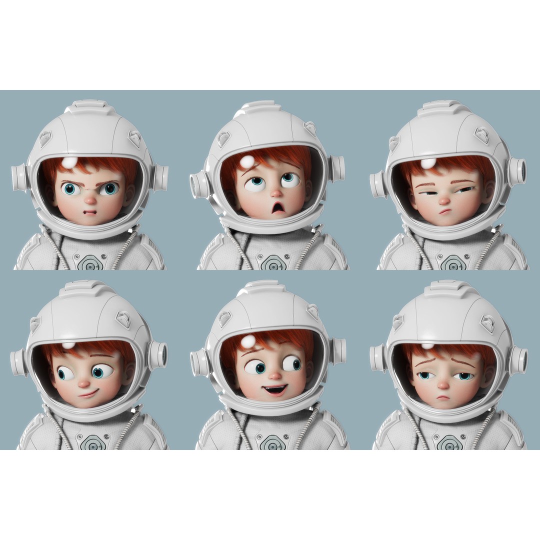 Cartoon Astronaut 3D Model – Rigged Character for Animation, FBX - View 3