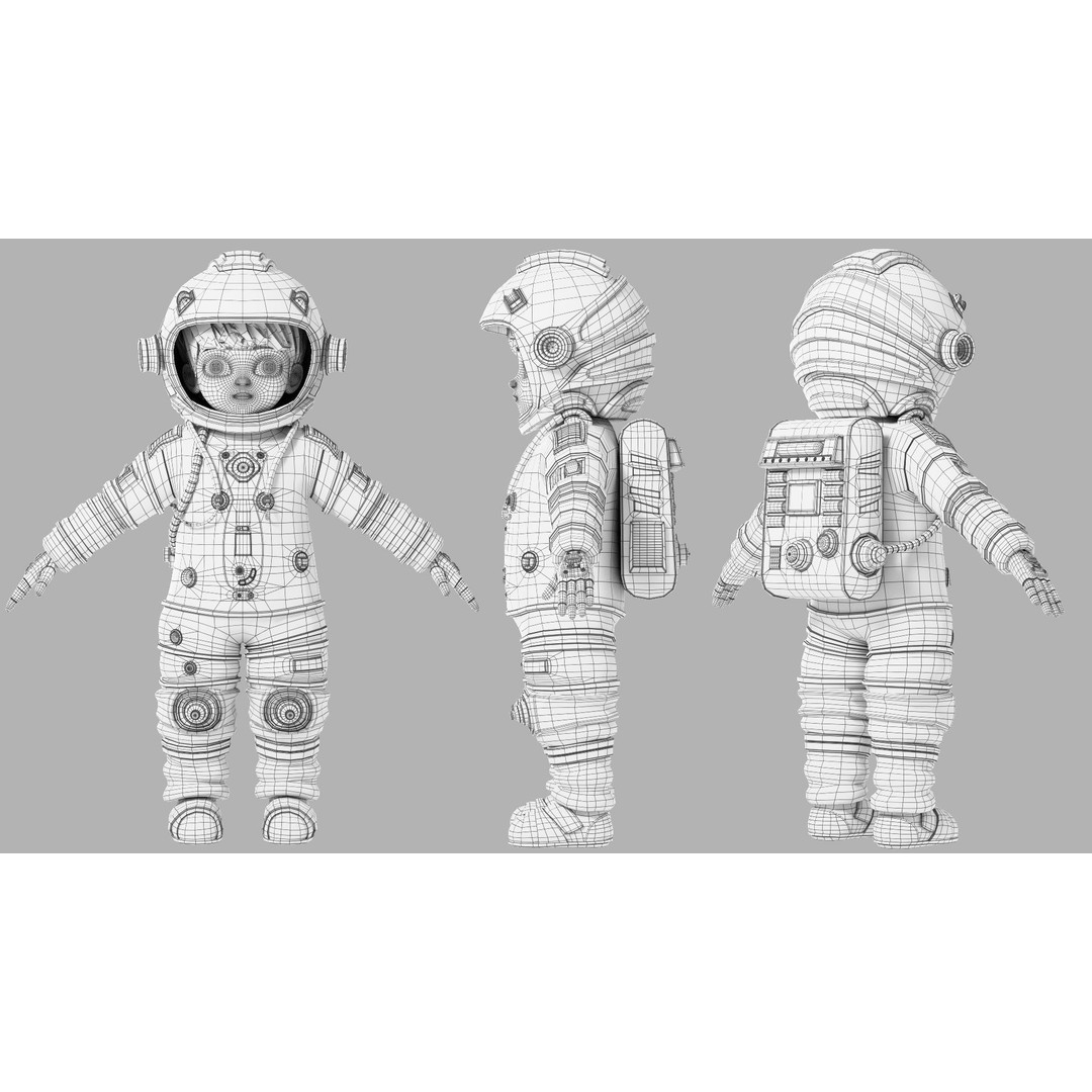 Cartoon Astronaut 3D Model – Rigged Character for Animation, FBX - View 30