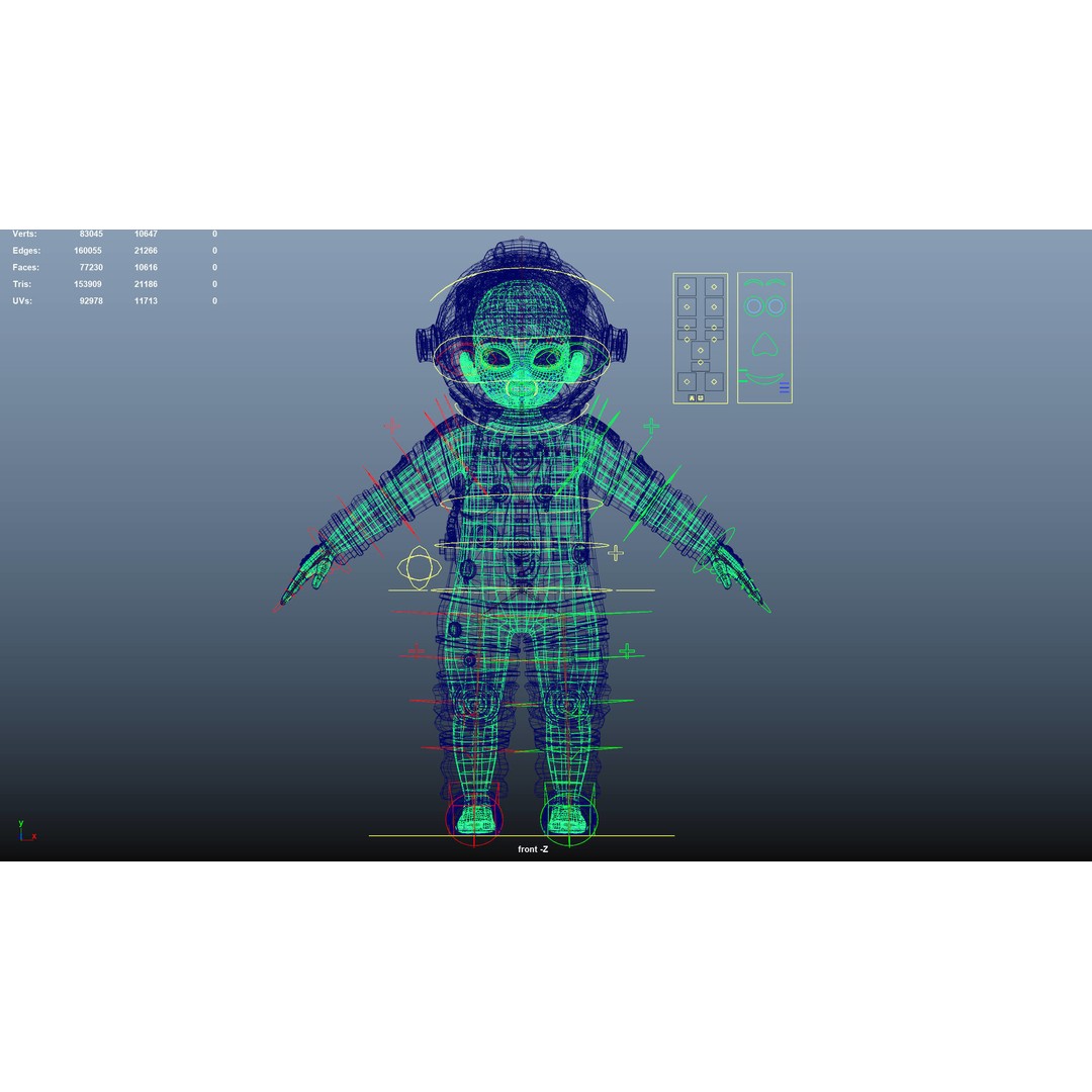 Cartoon Astronaut 3D Model – Rigged Character for Animation, FBX - View 33