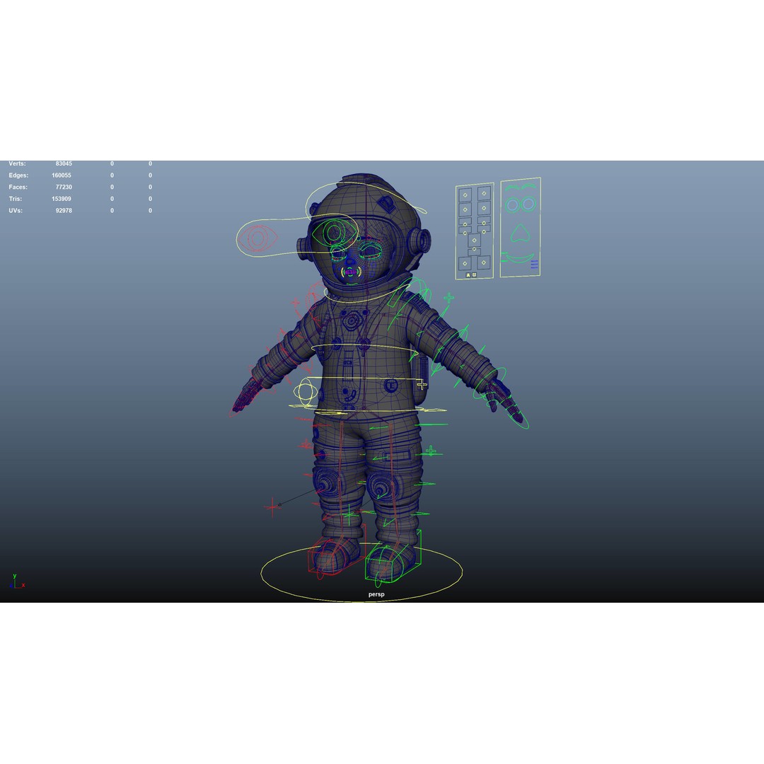 Cartoon Astronaut 3D Model – Rigged Character for Animation, FBX - View 34