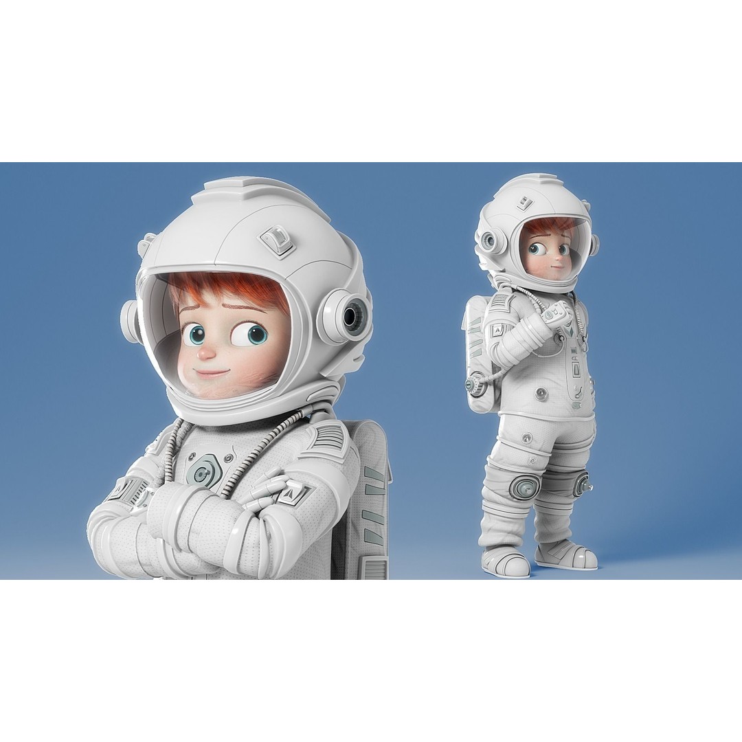 Cartoon Astronaut 3D Model – Rigged Character for Animation, FBX - View 4