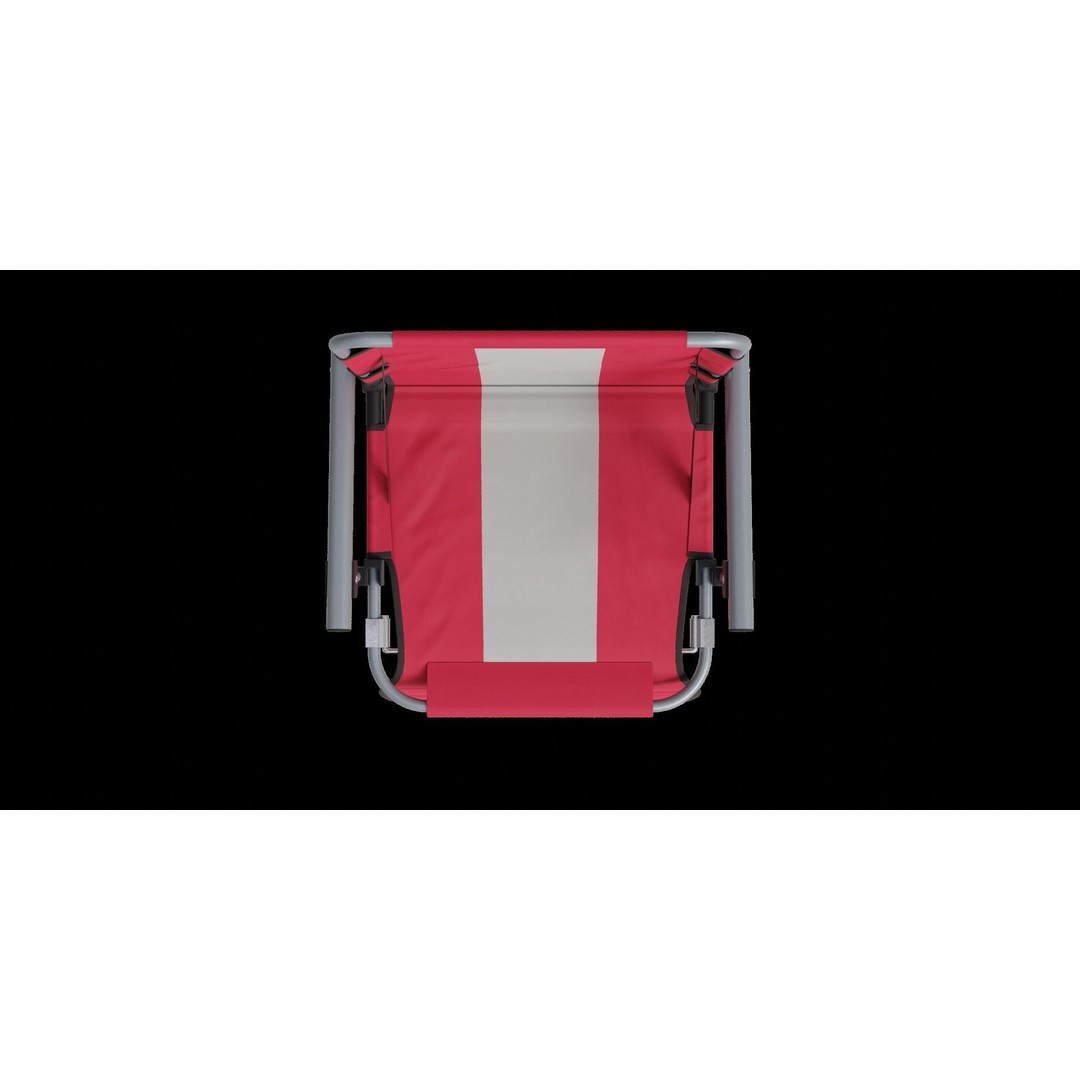 Red Fabric Foldable Seat 3D Model – Low Poly Chair for Archviz, FBX - View 3