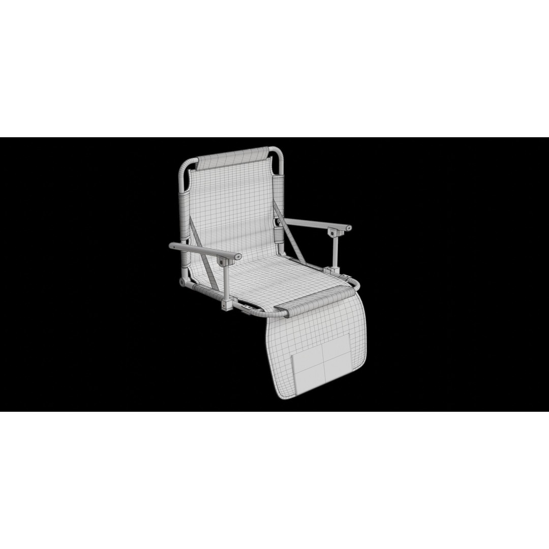 Red Fabric Foldable Seat 3D Model – Low Poly Chair for Archviz, FBX - View 4