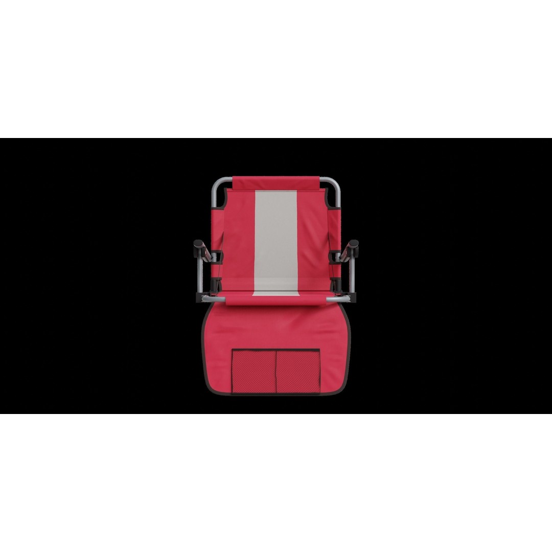 Red Fabric Foldable Seat 3D Model – Low Poly Chair for Archviz, FBX - View 6