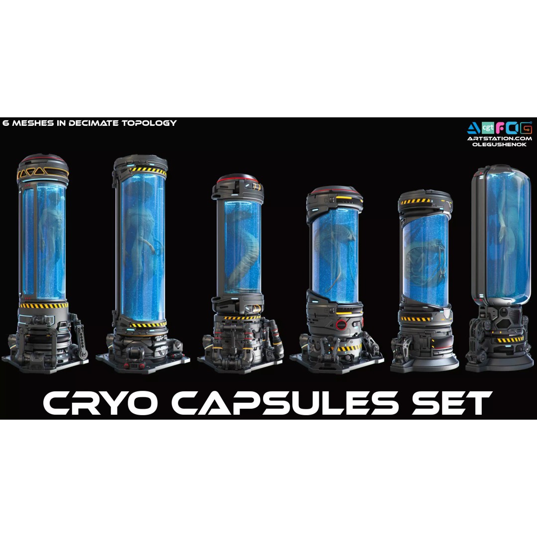 Cryo Capsules 3D Model – Sci-Fi Laboratory Asset, OBJ - View 2