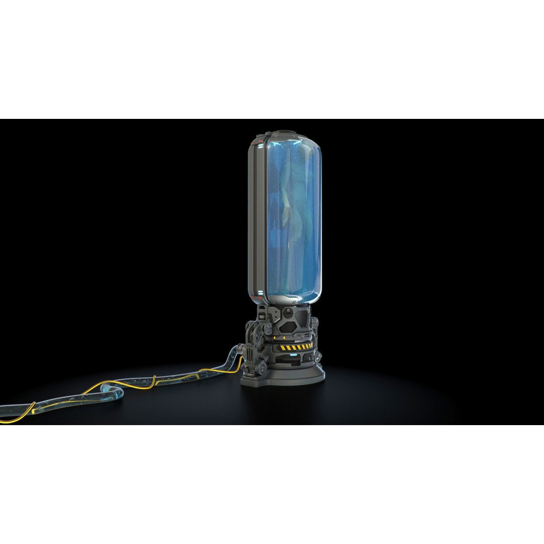 Cryo Capsules 3D Model – Sci-Fi Laboratory Asset, OBJ - View 4