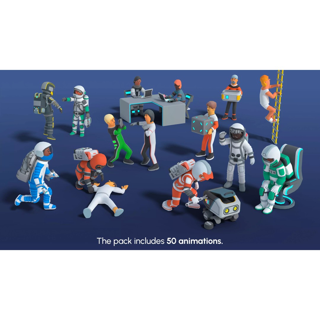 Astronaut Characters 3D Model – Low-Poly Game Asset, Rigged & Animated - View 11