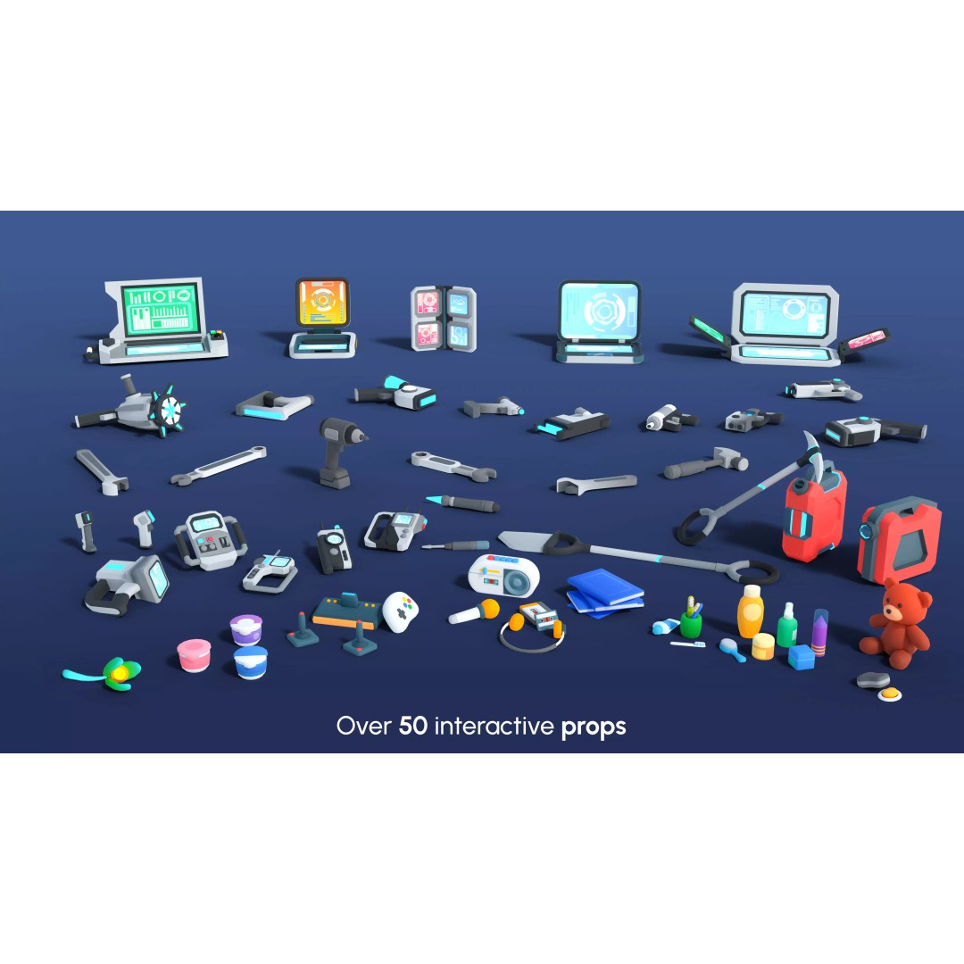 Astronaut Characters 3D Model – Low-Poly Game Asset, Rigged & Animated - View 13