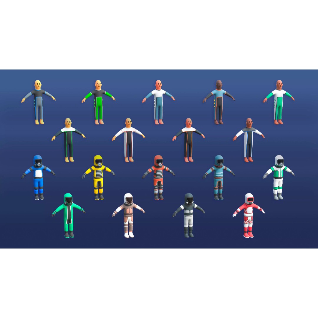 Astronaut Characters 3D Model – Low-Poly Game Asset, Rigged & Animated - View 26