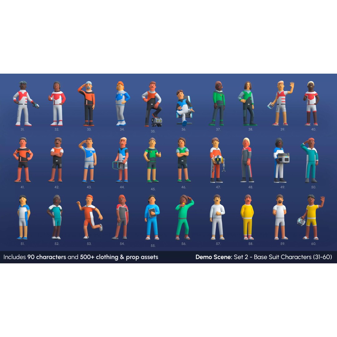Astronaut Characters 3D Model – Low-Poly Game Asset, Rigged & Animated - View 5