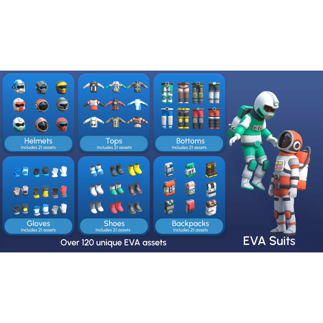 Astronaut Characters 3D Model – Low-Poly Game Asset, Rigged & Animated - View 9