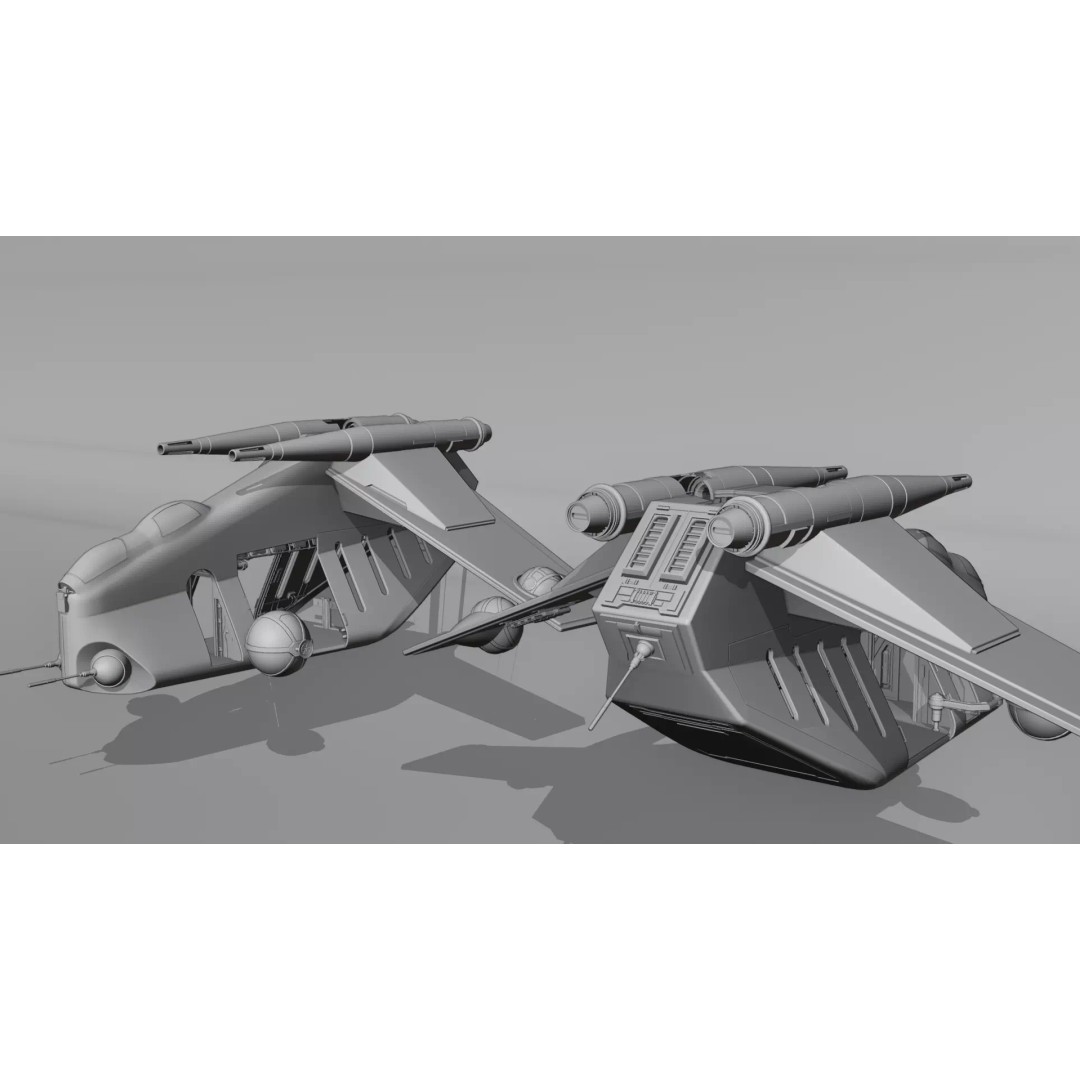 LAAT 3D Model – Low Poly Game Ready Sci-Fi Transport, FBX - View 12
