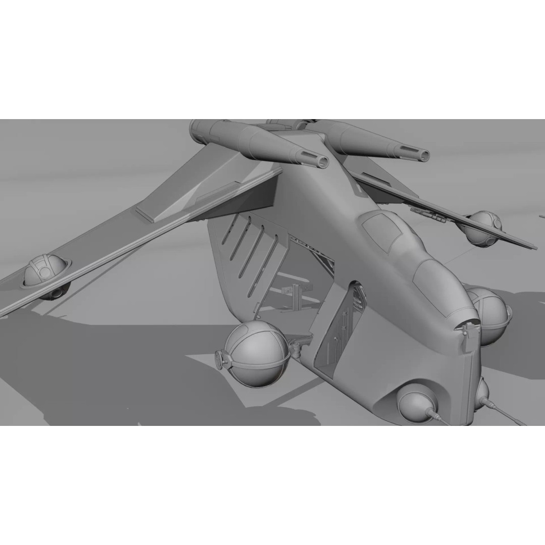 LAAT 3D Model – Low Poly Game Ready Sci-Fi Transport, FBX - View 13