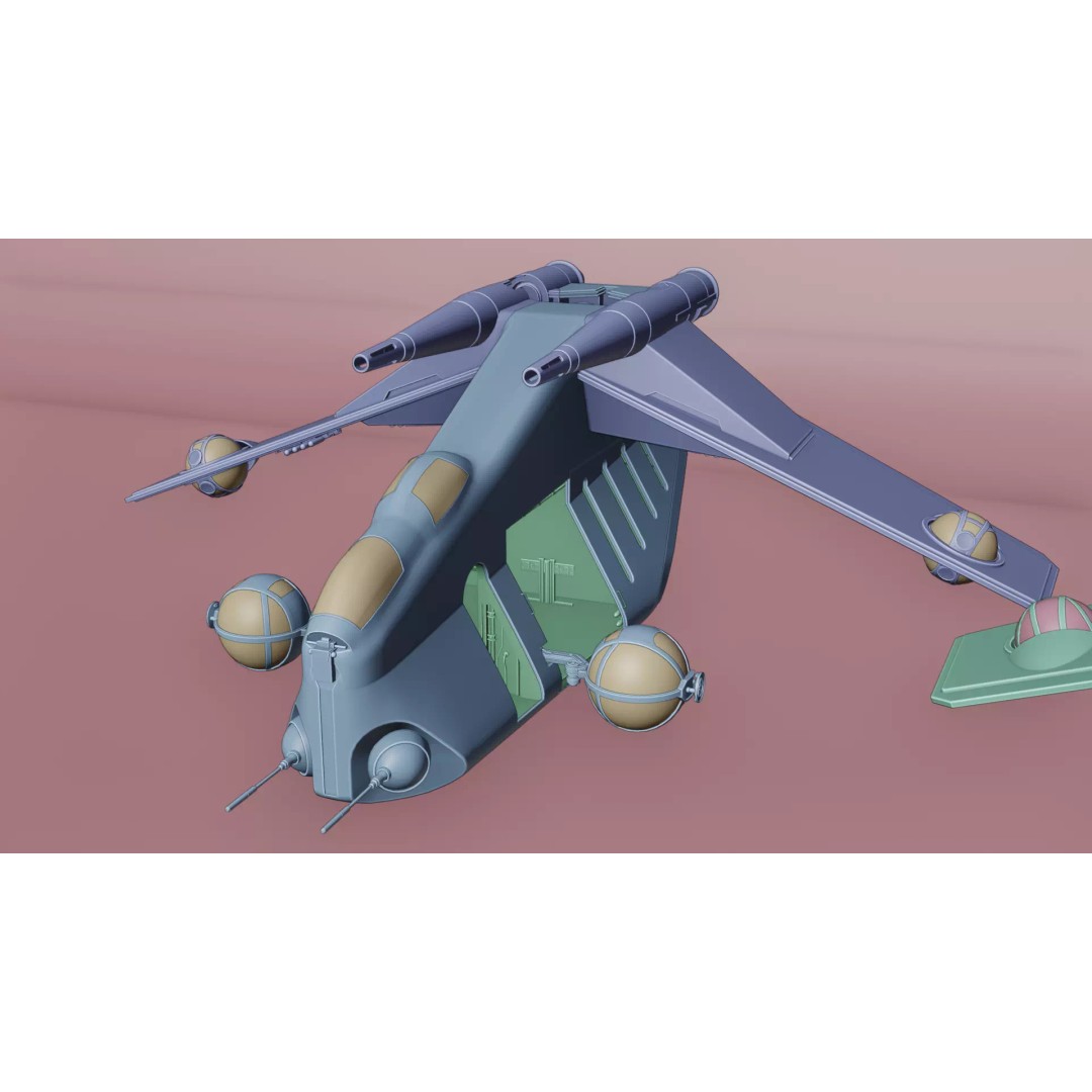 LAAT 3D Model – Low Poly Game Ready Sci-Fi Transport, FBX - View 14