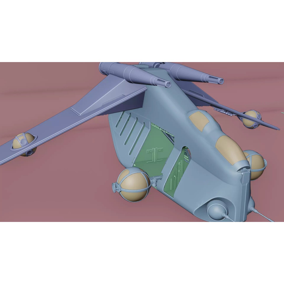 LAAT 3D Model – Low Poly Game Ready Sci-Fi Transport, FBX - View 18