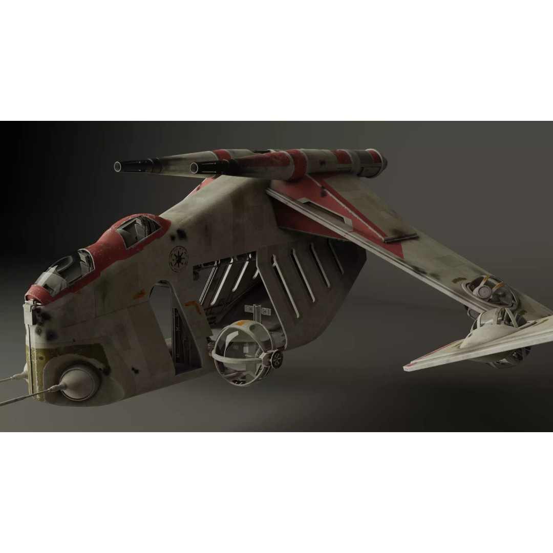 LAAT 3D Model – Low Poly Game Ready Sci-Fi Transport, FBX - View 4