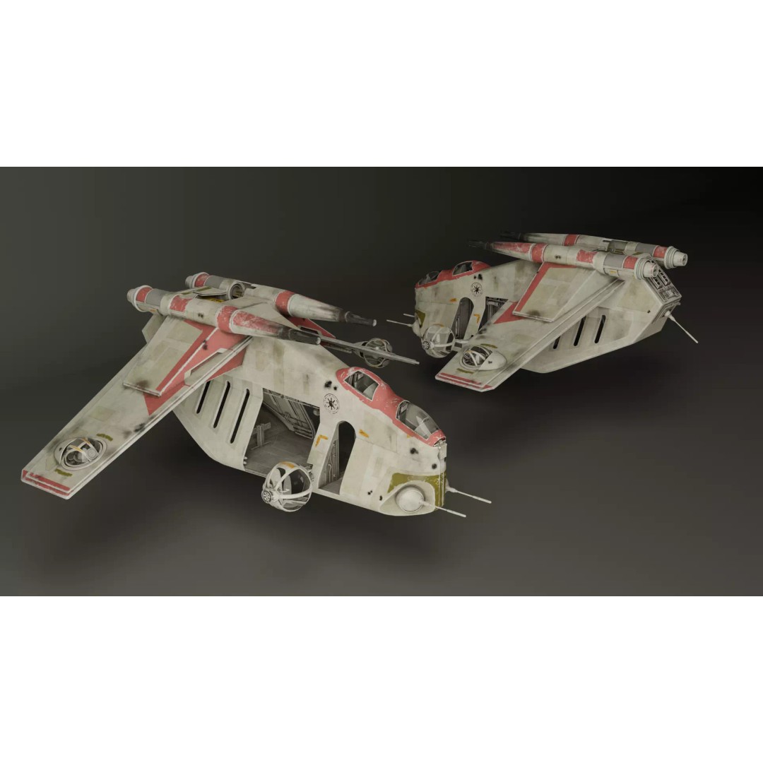 LAAT 3D Model – Low Poly Game Ready Sci-Fi Transport, FBX - View 8