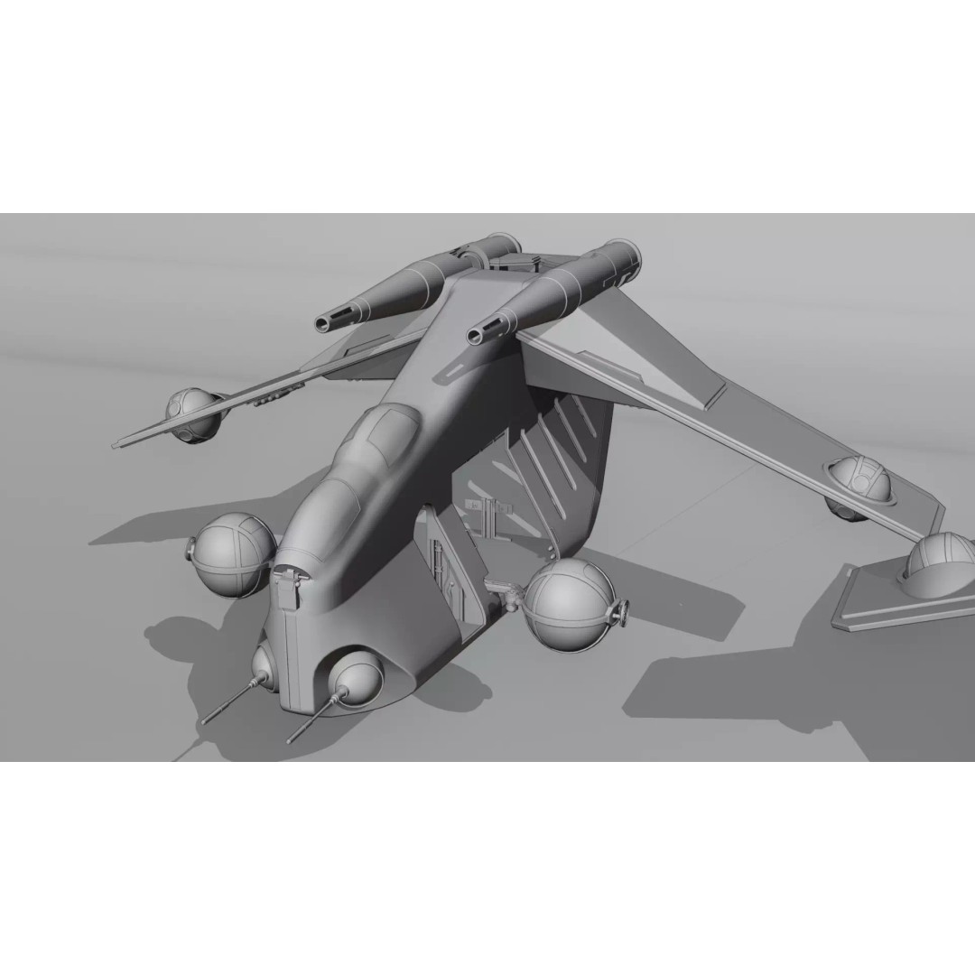 LAAT 3D Model – Low Poly Game Ready Sci-Fi Transport, FBX - View 9