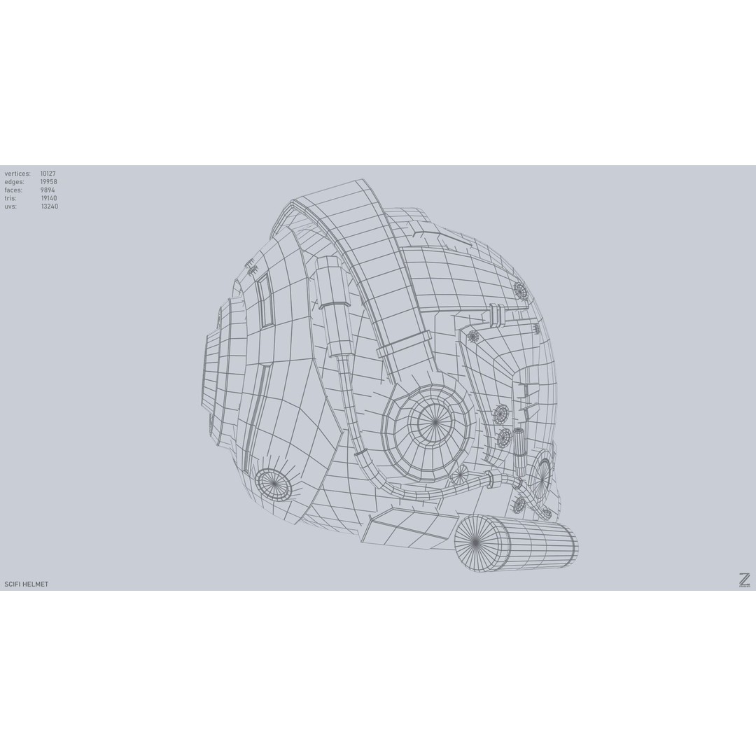 Sci-Fi Helmet 3D Model – Low Poly Game Asset, FBX, OBJ