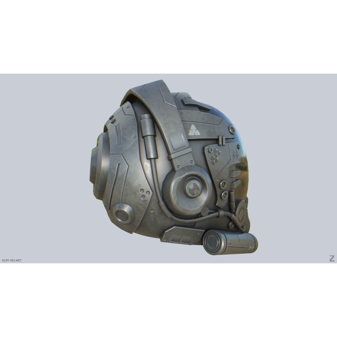 Sci-Fi Helmet 3D Model – Low Poly Game Asset, FBX, OBJ - View 10