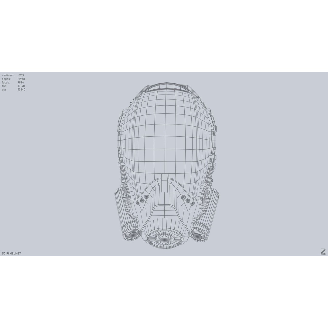 Sci-Fi Helmet 3D Model – Low Poly Game Asset, FBX, OBJ - View 11