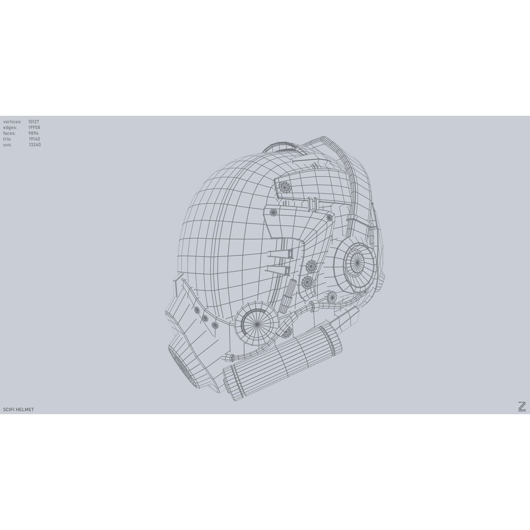 Sci-Fi Helmet 3D Model – Low Poly Game Asset, FBX, OBJ - View 12