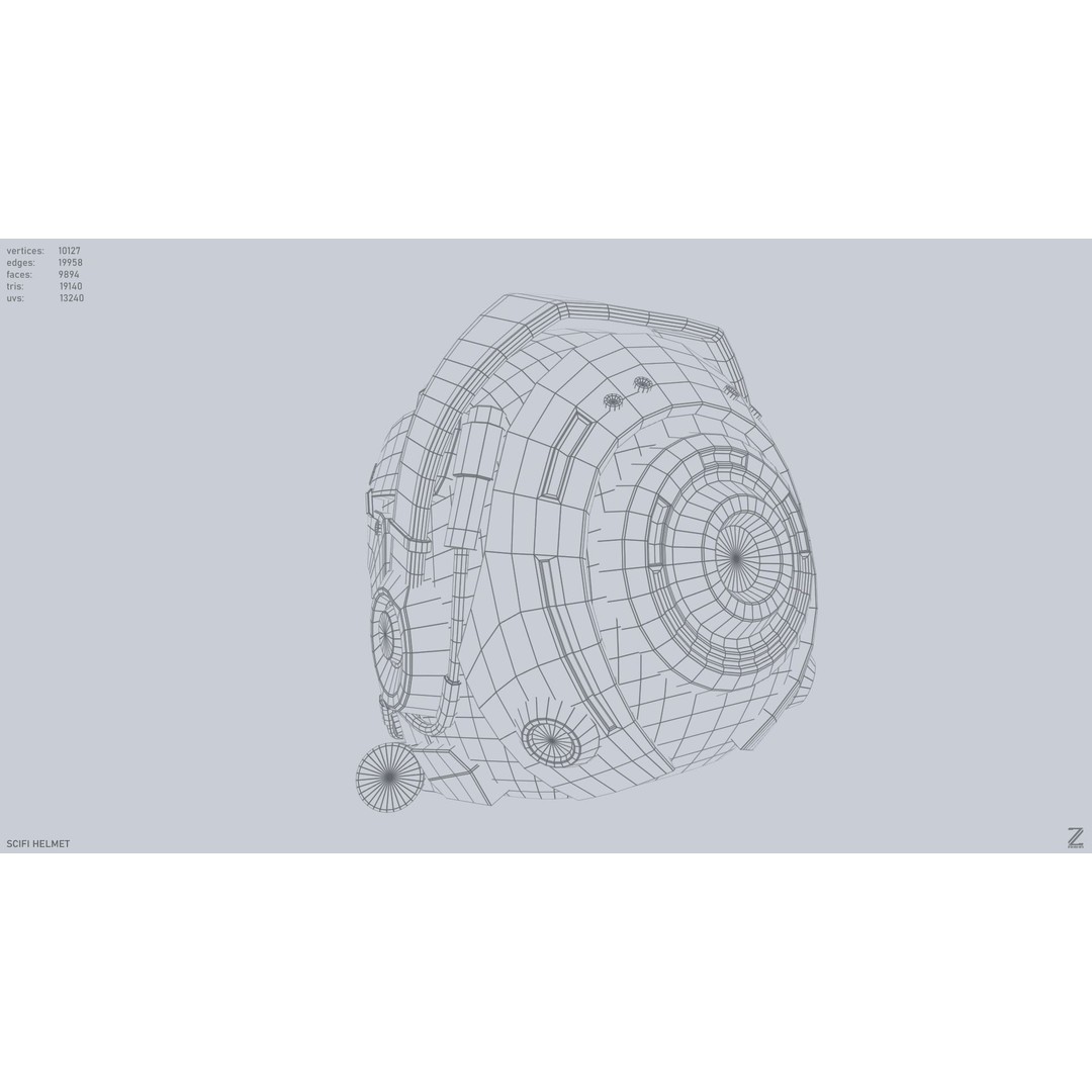 Sci-Fi Helmet 3D Model – Low Poly Game Asset, FBX, OBJ - View 15
