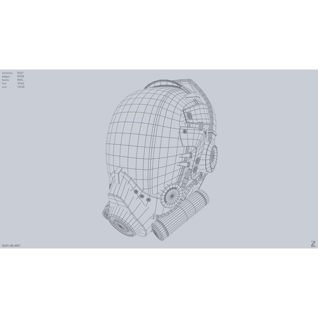 Sci-Fi Helmet 3D Model – Low Poly Game Asset, FBX, OBJ - View 5