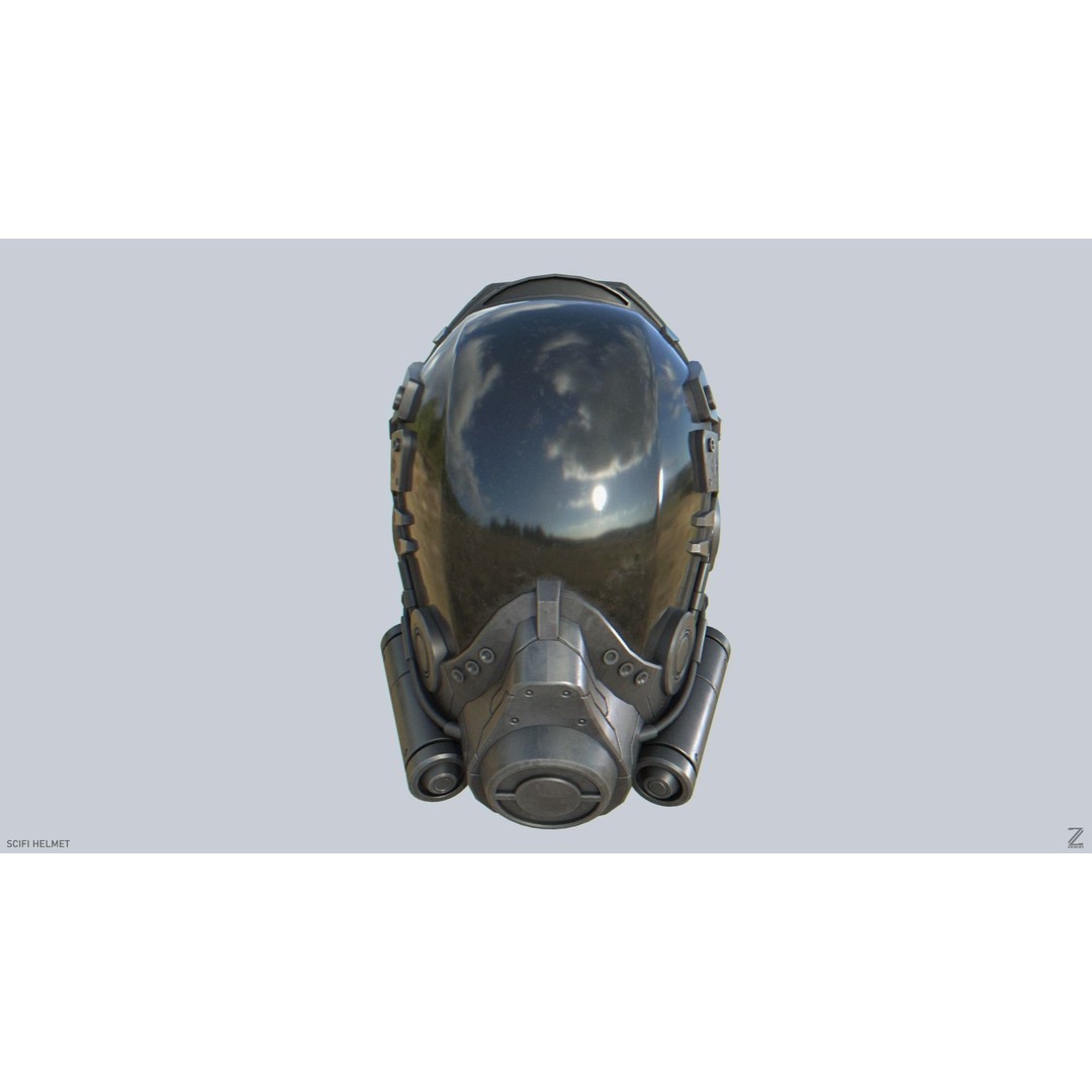 Sci-Fi Helmet 3D Model – Low Poly Game Asset, FBX, OBJ - View 6