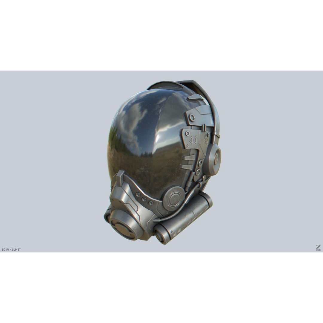 Sci-Fi Helmet 3D Model – Low Poly Game Asset, FBX, OBJ - View 7