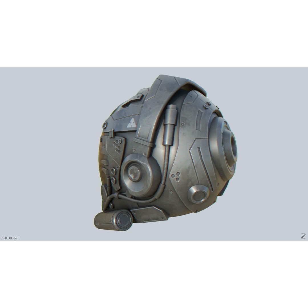 Sci-Fi Helmet 3D Model – Low Poly Game Asset, FBX, OBJ - View 8
