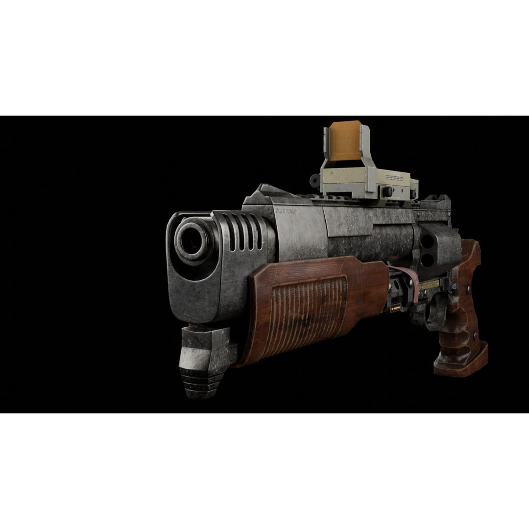 Sci-Fi Revolver Pistol 3D Model – Low Poly Game Ready Asset, FBX - View 10