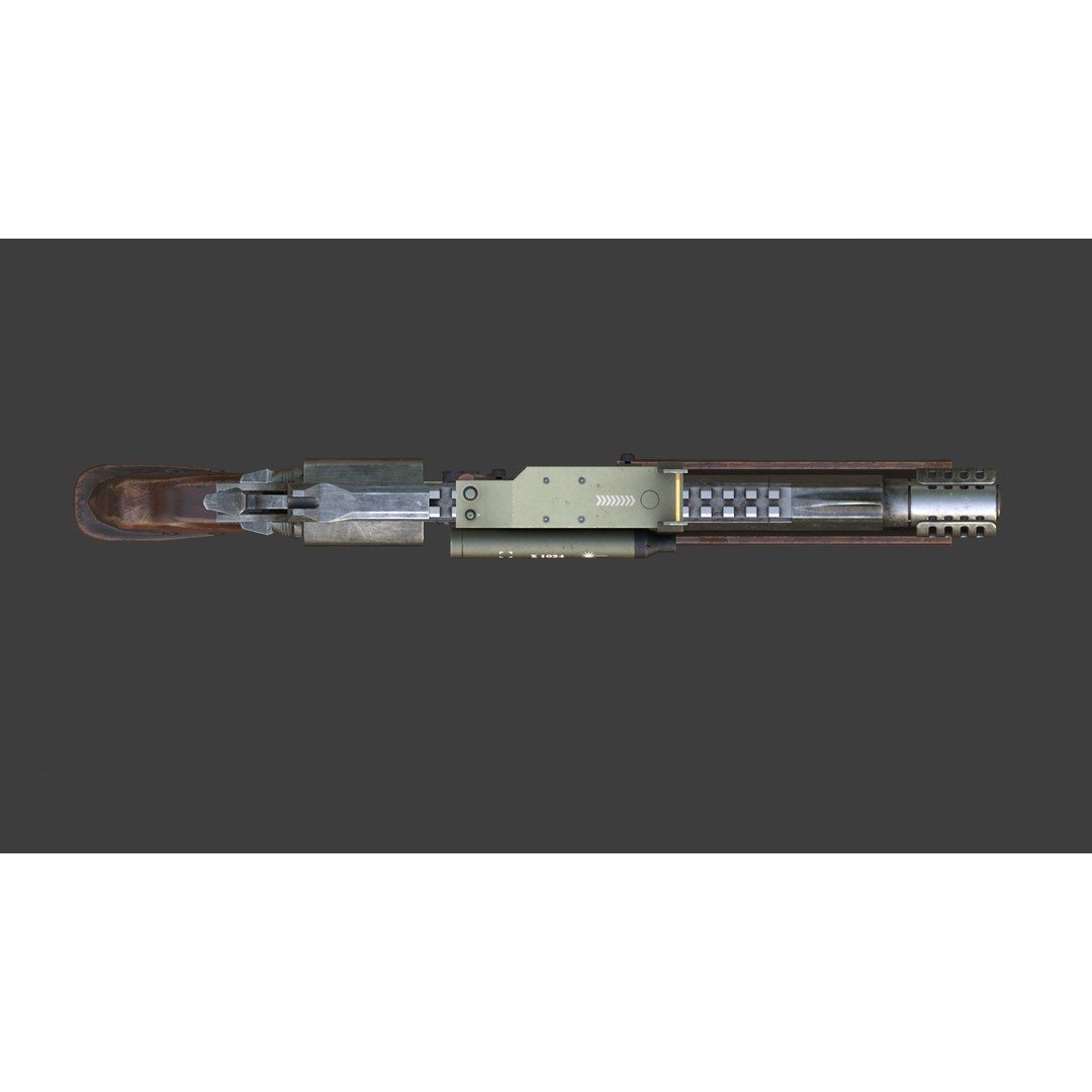 Sci-Fi Revolver Pistol 3D Model – Low Poly Game Ready Asset, FBX - View 13