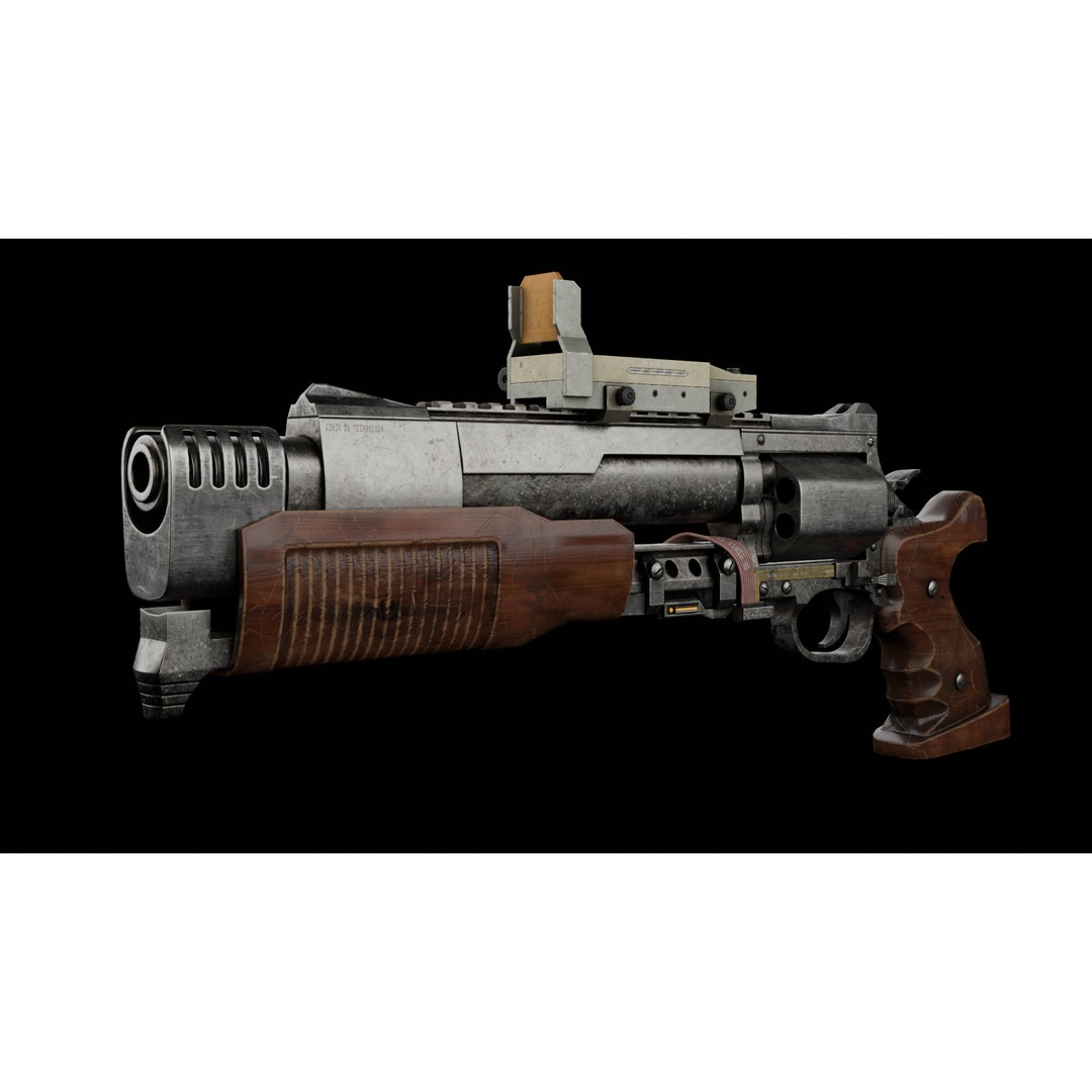 Sci-Fi Revolver Pistol 3D Model – Low Poly Game Ready Asset, FBX - View 16