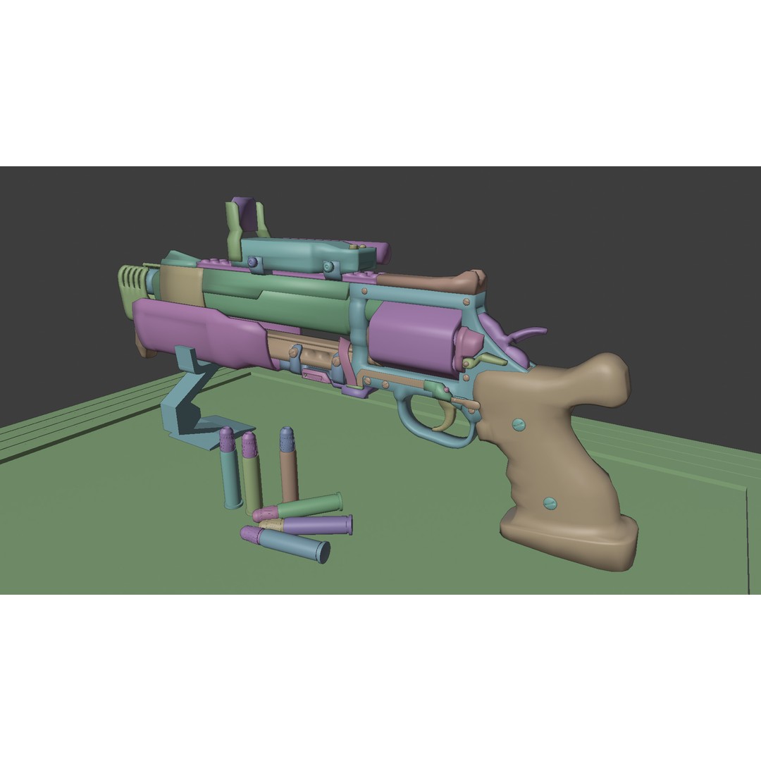 Sci-Fi Revolver Pistol 3D Model – Low Poly Game Ready Asset, FBX - View 17