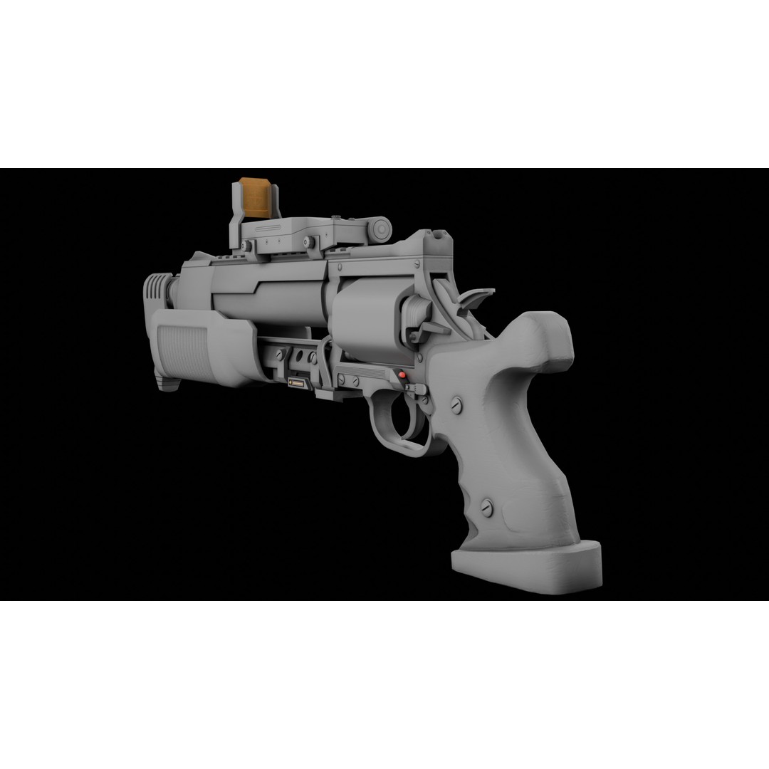 Sci-Fi Revolver Pistol 3D Model – Low Poly Game Ready Asset, FBX - View 19