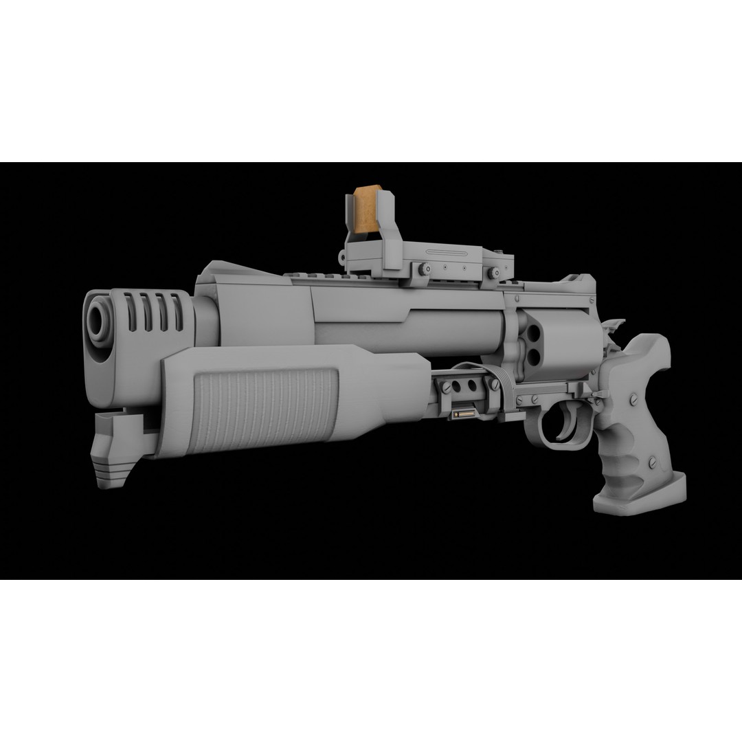 Sci-Fi Revolver Pistol 3D Model – Low Poly Game Ready Asset, FBX - View 20