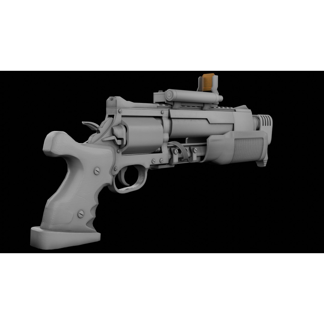 Sci-Fi Revolver Pistol 3D Model – Low Poly Game Ready Asset, FBX - View 21