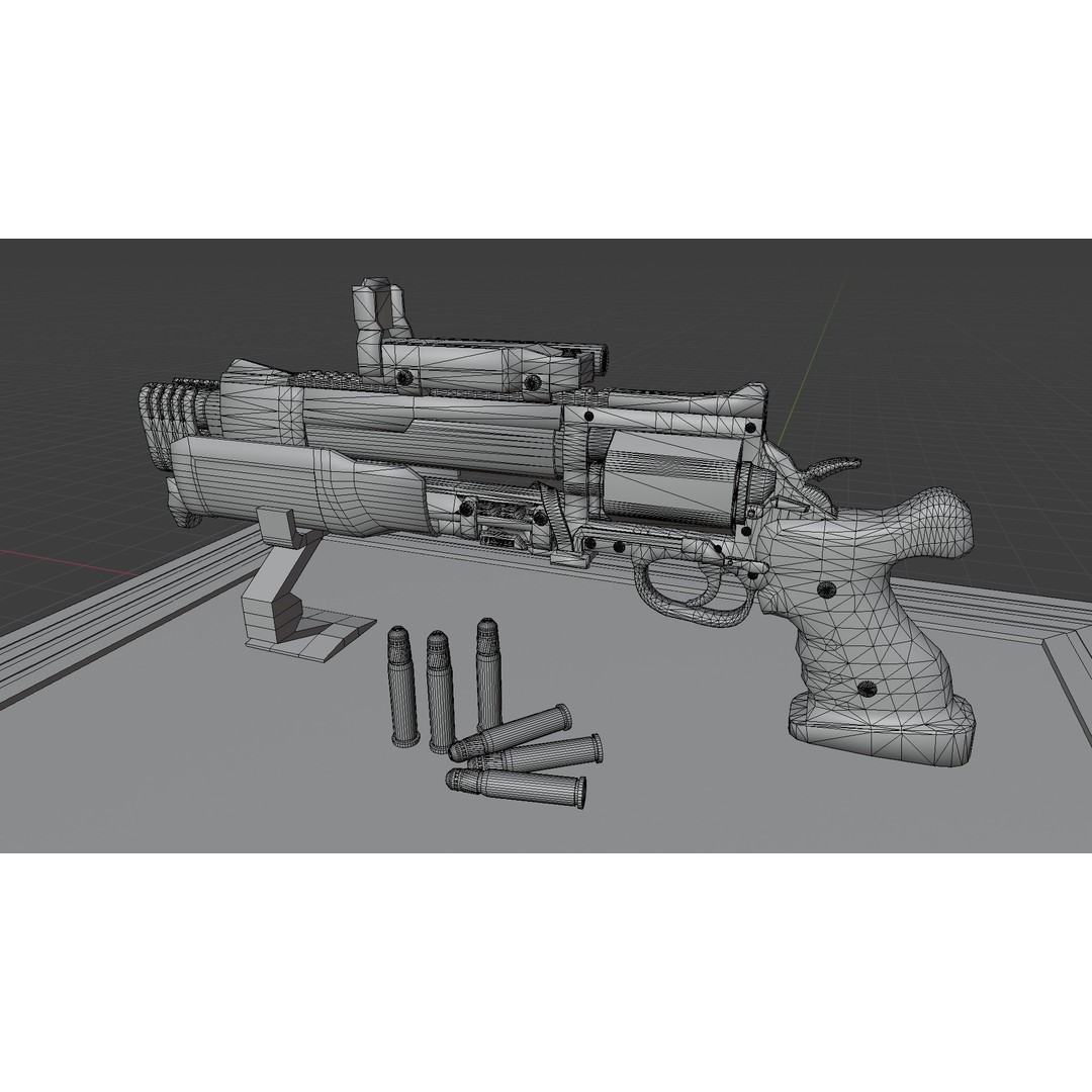Sci-Fi Revolver Pistol 3D Model – Low Poly Game Ready Asset, FBX - View 23